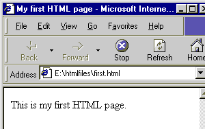 Display of first.html in Internet Explorer - A screen shot
