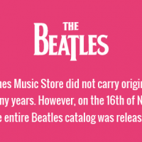 Apple’s iTunes Music Store did not carry original songs by Beatles for many years. However, on the 16th of November 2010, the entire Beatles catalog was released.