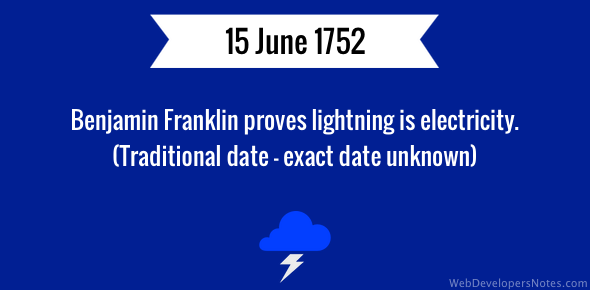Benjamin Franklin proves lightning is electricity cover image