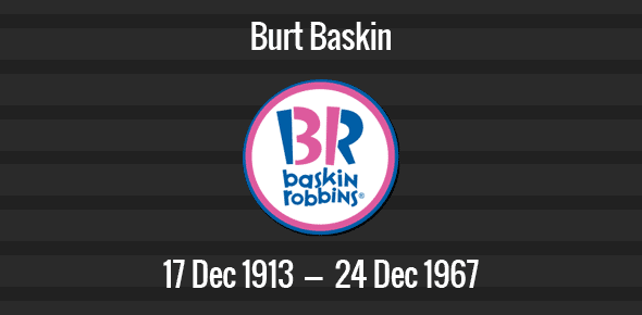 Burt Baskin Death Anniversary - 24 December 1967