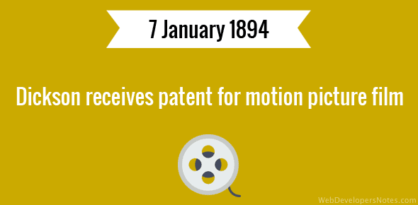 Dickson receives patent for motion picture film cover image