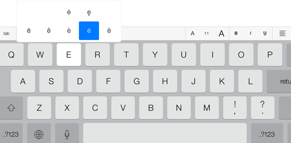 Different characters from same key on iDevices virtual keyboard cover image