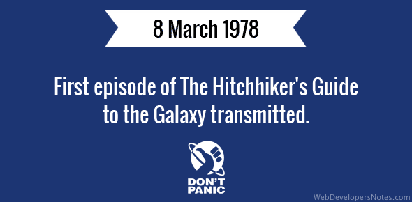 First episode of The Hitchhiker’s Guide to the Galaxy transmitted cover image