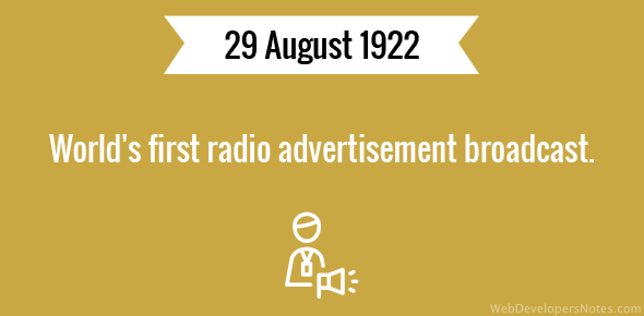 First radio advertisement broadcast cover image