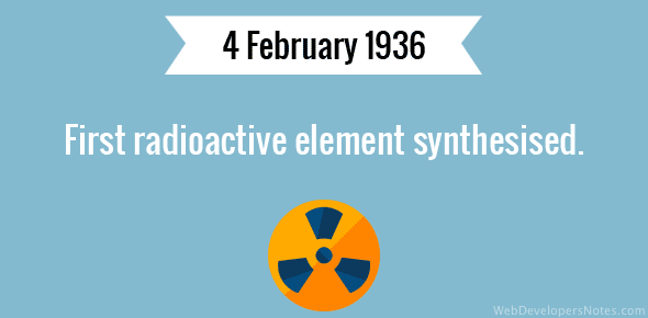 First radioactive element synthesised cover image