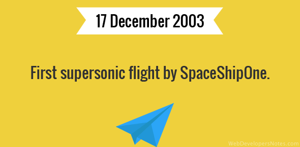 First supersonic flight by SpaceShipOne cover image