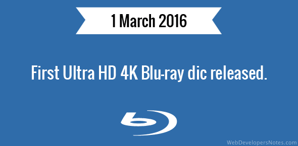 First Ultra HD 4K Blu-ray dic released cover image