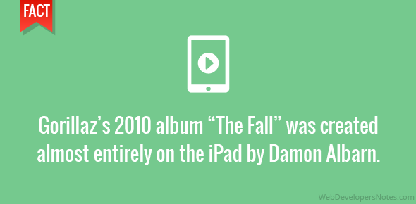 Gorillaz’s 2010 album “The Fall” was created almost entirely on the iPad by Damon Albarn.