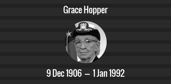 Grace Hopper Death Anniversary - 1 January 1992
