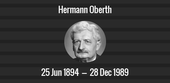 Hermann Oberth Death Anniversary - 28 December 1989