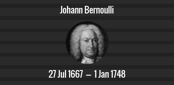 Johann Bernoulli Death Anniversary - 1 January 1748