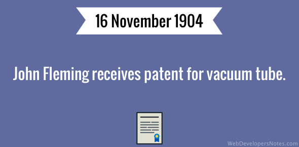 John Fleming receives patent for vacuum tube cover image