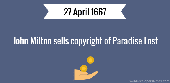 John Milton sells copyright of Paradise Lost cover image
