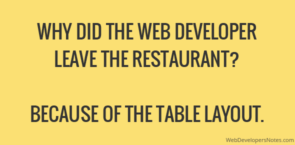 JOKE – Why did the web developer leave the restaurant? cover image