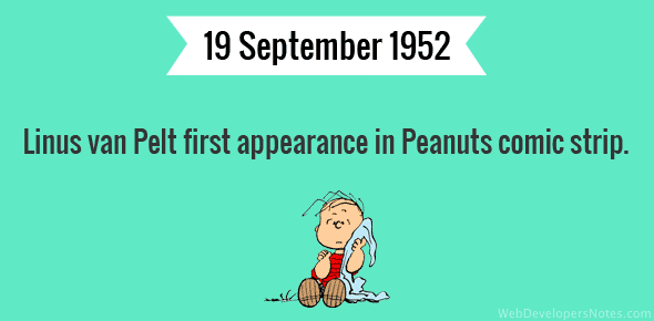 Linus van Pelt first appearance in Peanuts comic strip cover image