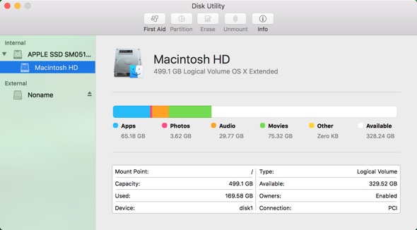 Mac Disk Utility upon launch