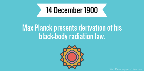 Max Planck presents derivation of his black-body radiation law cover image