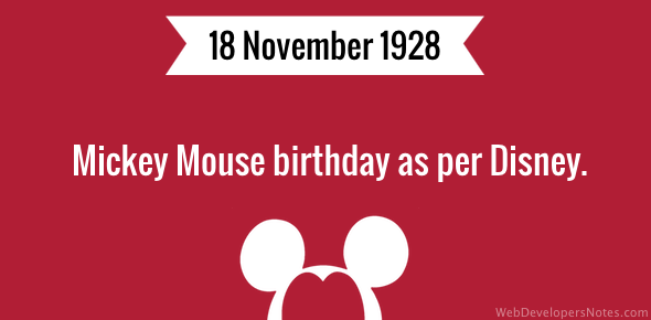 Mickey Mouse birthday as per Disney cover image