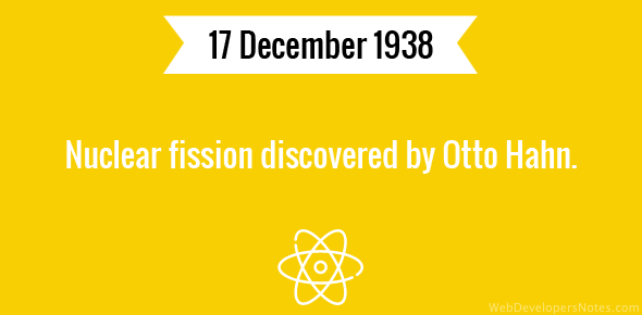 Nuclear fission discovered by Otto Hahn cover image