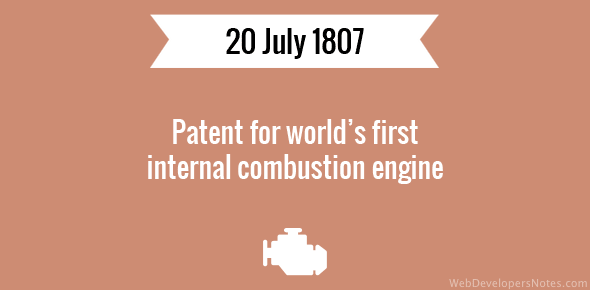 Patent for world’s first internal combustion engine