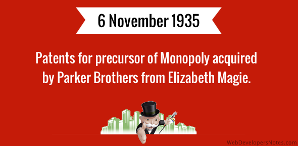 Patents for precursor of Monopoly acquired by Parker Brothers cover image