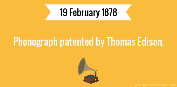 Phonograph patented by Edison cover image