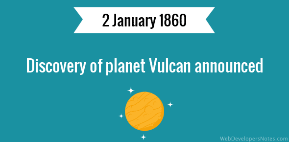 Discovery of planet Vulcan announced