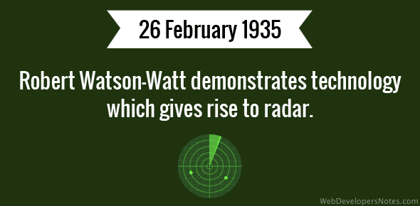 Robert Watson-Watt demonstrates technology which gives rise to radar