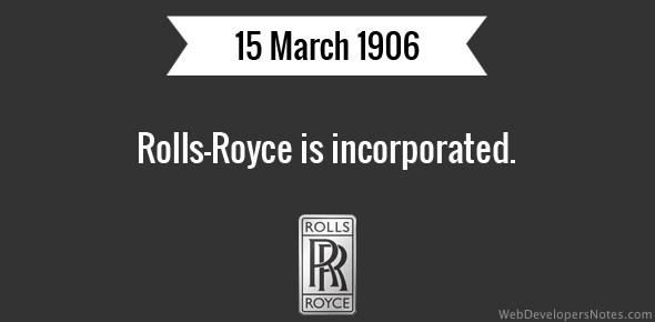 Rolls-Royce is incorporated cover image