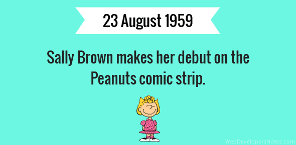 Sally Brown debuts on Peanuts comic strip cover image