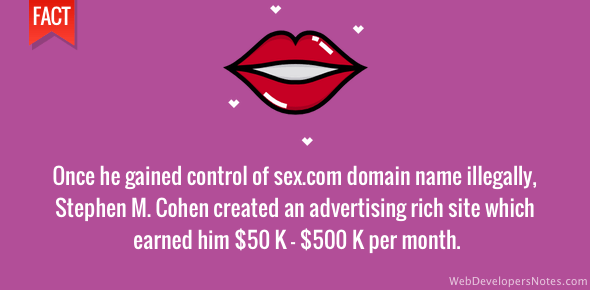 Sex.com web site gets $500000 in ad revenue