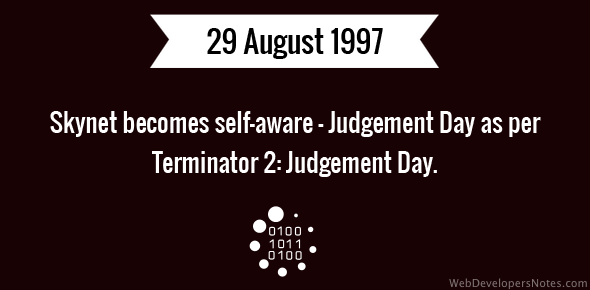 Skynet becomes self-aware – Judgement Day as per Terminator 2: Judgement Day cover image