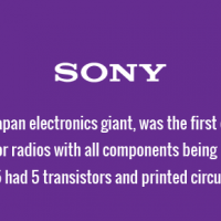 Sony, the Japan electronics giant, was the first company to make transistor radios with all components being made in-house. The TR-55 had 5 transistors and printed circuit boards.