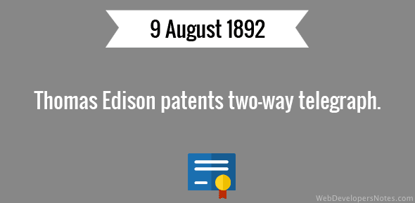 Thomas Edison patents two-way telegraph cover image