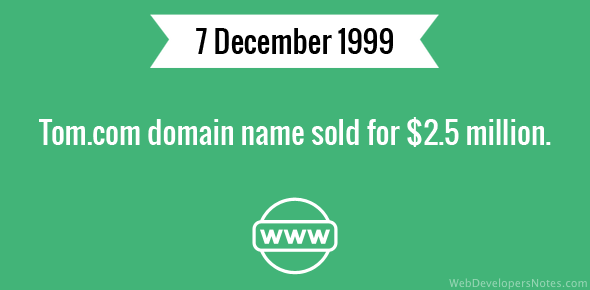 Tom.com domain name sold for $2.5 million.