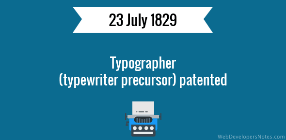 Typographer (typewriter precursor) patented cover image