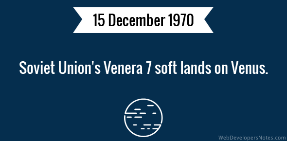 Venera 7 lands on Venus cover image
