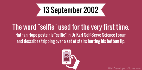 Selfie word used for the very first time