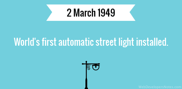 World’s first automatic street light installed cover image