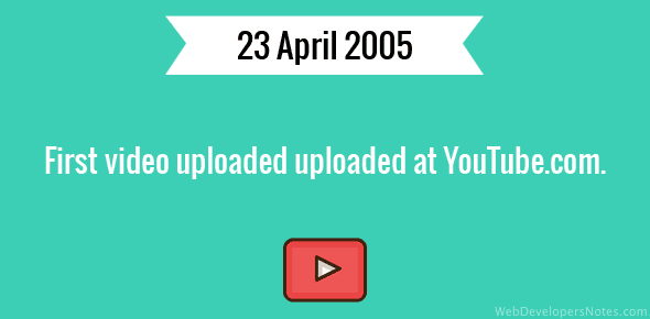 First video uploaded uploaded at YouTube.com - 23 April, 2005